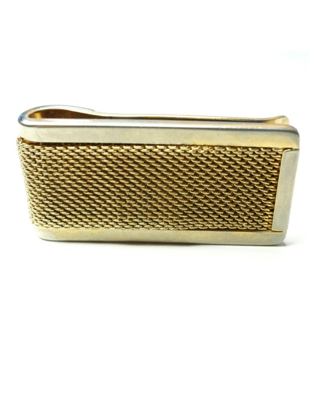 Swank Gold Tone Money Clip Textured Mesh Vintage Men's Wallet Cash Holder Clip